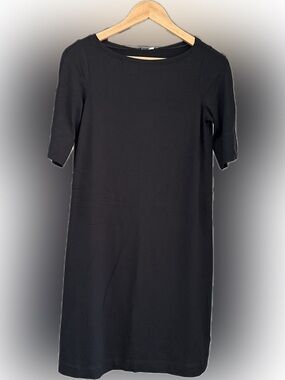 Eileen Fisher Black Midi Shift Dress